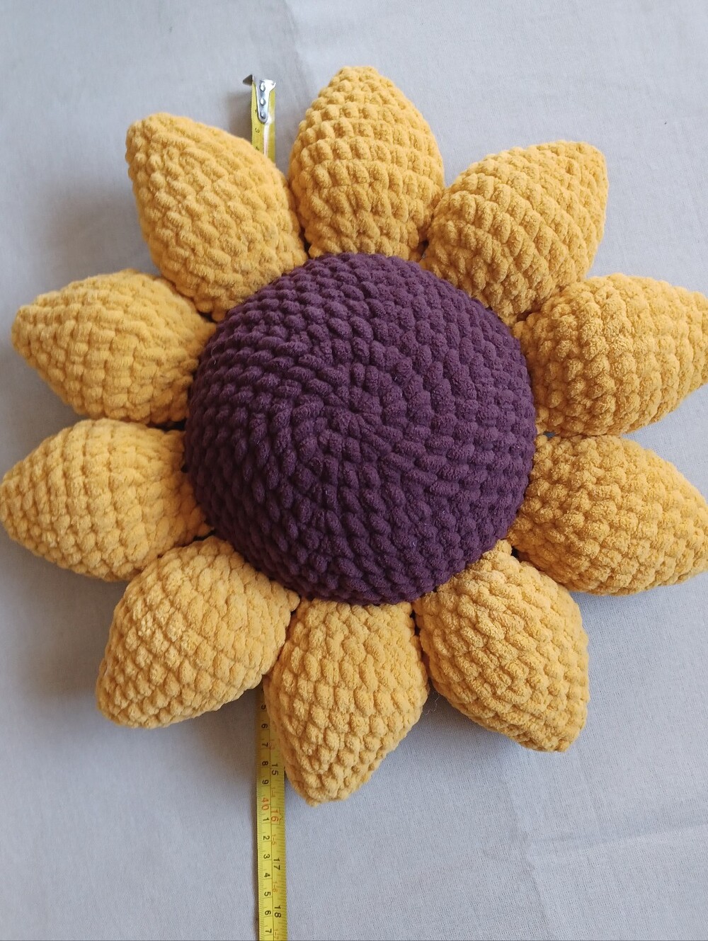 Handmade Crochet Sunflower Decorative Pillow - Picture 6 of 6